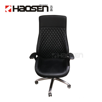 Factory supplies A038 luxury ripple black genuine leather office chair